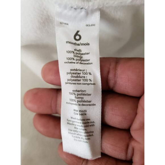 Carter's white and gray leopard, fold over mittens, hooded snowsuit, size 6M - Picture 8 of 12